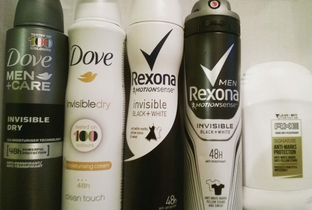 antyperspirant Dove, Rexona, AXE